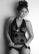 Touch Mai big tits in black and white #3