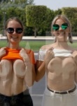 Zishy Diana Sedova And Victoria Minina flash there boobs in public before they pull the pants down to reveal there hairy pussy